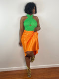 Mandarin Orange Midi Skirt