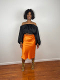 Mandarin Orange Midi Skirt