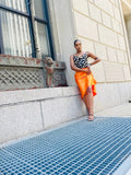 Mandarin Orange Midi Skirt