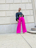 Magenta Wide Leg Pleated Pant